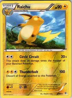 Raichu 43/146 XY Base Set Pokemon TCG LP Reverse Holo - Image 1