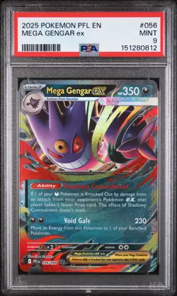 Mega Gengar Ex 056 2025 Pokemon Phantasmal Flames PSA 9 - Image 1