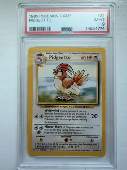 1999 Pokemon Pidgeotto Base Set 22/102 PSA 9 Unlimited - Image 1