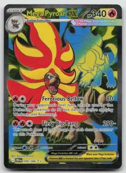 Mega Pyroar ex 099/086 Ultra Rare ME04: Chaos Rising Pokemon Holo NM - Image 1