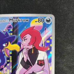 Pokemon Team Rocket's Murkrow Full Art Holo Dark 200/182 80 HP English - Image 3