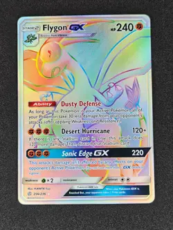 Flygon GX Secret Rainbow Rare 256/236 Sun & Moon Cosmic Eclipse Pokemon Card NM+ - Image 1