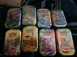 Prismatic Evolutions EMPTY! Mini Tin Complete Set Of 8 (Tin + Card + Coin + Box) - Image 2