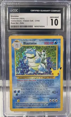 Pokemon TCG Blastoise 2/102 Classic Collection, Celebrations | CGC 10 Graded - Image 1