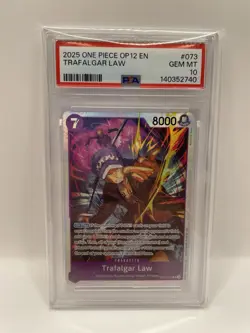 2025 ONE PIECE OP12-LEGACY OF THE MASTER #073 TRAFALGAR LAW PSA 10 - Image 1