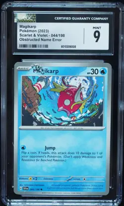 Magikarp 044 Obstructed Name Error! Pokemon Card CGC 9 Mint - Image 1