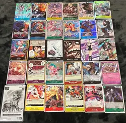 One Piece lot of 29 OP Cards 1AA+ 10SR + 1 holo pokemon card + 2 CCG+ more - Image 1