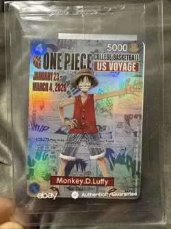 One Piece Monkey D. Luffy US Voyage College Basketball Promo Card Sealed Rutgers - Image 1