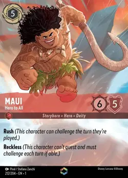 1x Maui - Hero to All - 212/204 - Enchanted - Holofoil Light Play Disney Lorcana - Image 1