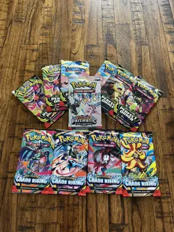 Pokemon Chaos Rising Booster Packs 4, Perfect Order 6 &1 Prismatic Evolution Pk - Image 1