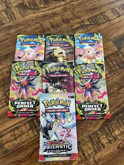 Pokemon Chaos Rising Booster Packs 4, Perfect Order 6 &1 Prismatic Evolution Pk - Image 3