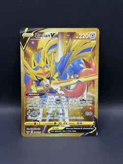 Zacian V 211/202 SECRET RARE GOLD HOLO Sword & Shield Base Set Pokemon English - Image 1