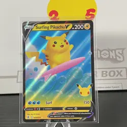 Surfing Pikachu V 008/025 Ultra Rare Pokemon Card Celebrations NM Near Mint - Image 1