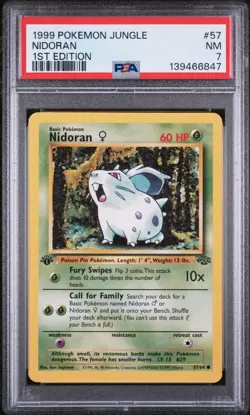 PSA Card NEAR MINT 7 1999 POKEMON JUNGLE 57 NIDORAN 1ST EDITION - Image 1