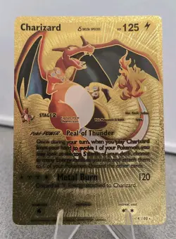 Pokemon Charizard Delta Species 125hp Gold Foil Fan Art Collector Card TCG - Image 1
