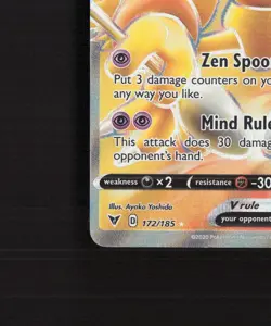 Alakazam V 172/185 Vivid Voltage Full Art Ultra Rare OFFCENTER Pokemon Card LP - Image 5