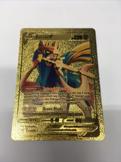 Pokemon Gold Fan Art Zacian V 138/204 RARE - Image 1