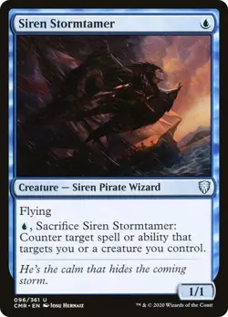 Siren Stormtamer 96 CMR MTG Uncommon Blue Hernaiz Pirate Wizard 2020 Flying EN - Image 1