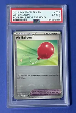 2025 Pokemon Blk EN Air Balloon Poke Ball Reverse Holo #079 PSA 6 EX-MT - Image 1