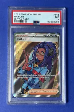2025 Pokemon PRE EN Raifort Ultra Rare #142 PSA 7 NM - Image 1