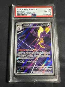 PSA 8 - 2025 POKEMON PFL EN-PHANTASMAL FLAMES 103 TOXTRICITY ILLUSTRATION RARE - Image 1