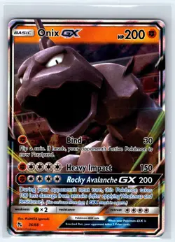 Onix GX 36/68 Holo GX Rare Hidden Fates Pokemon Holo Heavily Played - Image 1