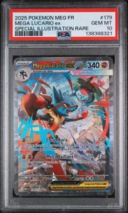 POPULATION 43 FRENCH PSA 10 Mega Lucario ex 179/132 Pokemon TCG Mega Evolution - Image 1