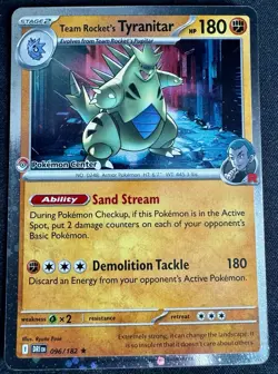 Pokemon TCG Pokemon Center Stamped Team Rockets Tyranitar Promo 096/182 Sealed - Image 1