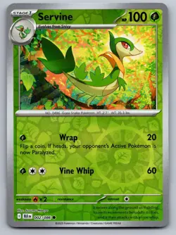 Servine 002/086 Common Black Bolt Pokemon Reverse Holo Near Mint - Image 1