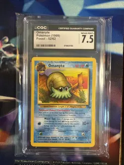 Pokemon TCG (1999) Omanyte 52/62 Fossil 1st Edition CGC 7.5 - Image 1