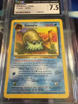 Pokemon TCG (1999) Omanyte 52/62 Fossil 1st Edition CGC 7.5 - Image 4