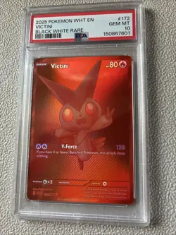Pokemon 2025 Victini 172/086 Black White Rare White Flare GEM MINT PSA 10 - Image 1