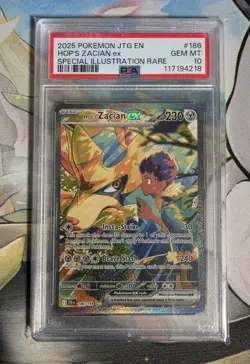 2025 POKEMON JOURNEY TOGETHER SPECIAL ILLUSTRATION RARE HOP'S ZACIAN EX PSA 10 - Image 1