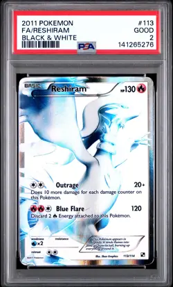 Reshiram 113/114 Black & White Pokemon PSA 2 - Image 1