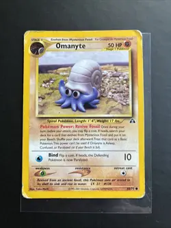 Pokemon TCG Omanyte Neo Discovery Card 60/75 Yuka Morii HP - Image 1