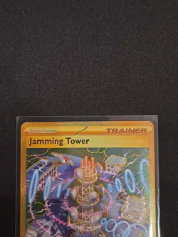Pokemon TCG Jamming Tower Destined Rivals Gold Trainer Card 243/182 Holo - Image 2