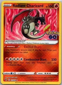 Radiant Charizard Holo Radiant Rare Pokemon GO 011/078 NM - Image 1
