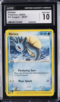 2003 POKEMON EX DRAGON #58/97 HORSEA CGC 10 GEM MINT - Image 1