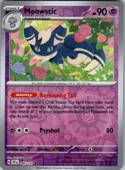 Meowstic 085 Uncommon 191 Surging Sparks Pokemon Reverse Holo Near Mint - Image 1