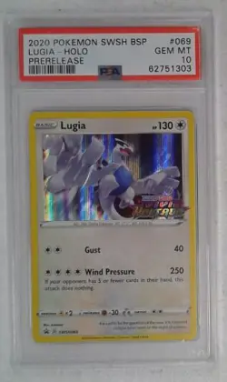 1x V0514: 2020: Lugia: SWSH069: Prerelease: Holo Promo: PSA: 10: GEM MT: 627513 - Image 1