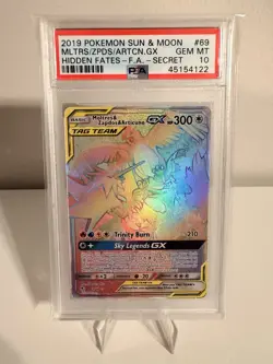 Pokemon Moltres & Zapdos & Articuno GX Secret Rare TAG TEAM Hidden Fates PSA 10 - Image 1