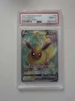 Pokemon PSA 10 Flareon V 169/203 Evolving Skies 2021 Full Art Holo English - Image 1