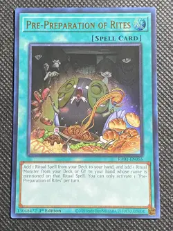 YuGiOh! Pre-Preparation of Rites RA01-EN055 Ultra Rare 1st Edition Near Mint - Image 1