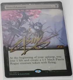 MTG FOIL BOX TOPPER BITTERBLOSSOM SHADOW SIGNED BY ARTIST - Image 1