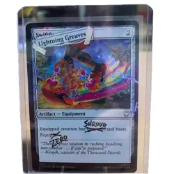 MTG Secret Lair x Deadpool - Lightning Greaves - Party Party Foil - Image 1