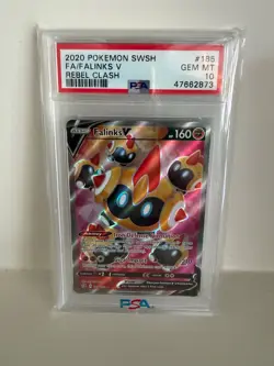 2020 POKEMON SWORD & SHIELD REBEL CLASH #185 FULL ART/FALINKS V PSA 10 - Image 1