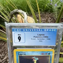 CGC Blue Label 9 Mint 1st Edition Fossil Holo Lapras 1999 Pokemon 10/62 - Image 2