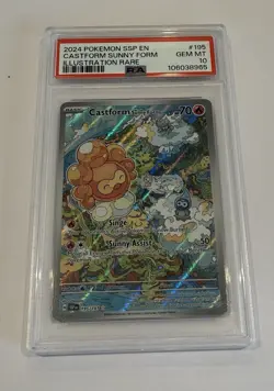 Castform Sunny Form 195/191 2024 Pokemon SSP EN Illustration Rare PSA 10 - Image 1