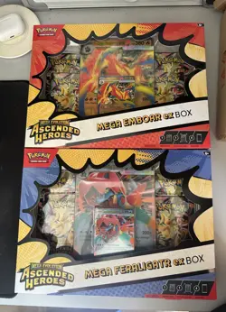 Pokemon TCG: Ascended Heroes Mega Feraligatr And Emboar Ex Boxes Sealed. - Image 1