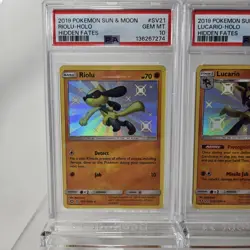 SEQUENTIAL SET OF 2 PSA 10 HIDDEN FATES BABY SHINY LUCARIO & RIOLU #SM 21, 22 - Image 2